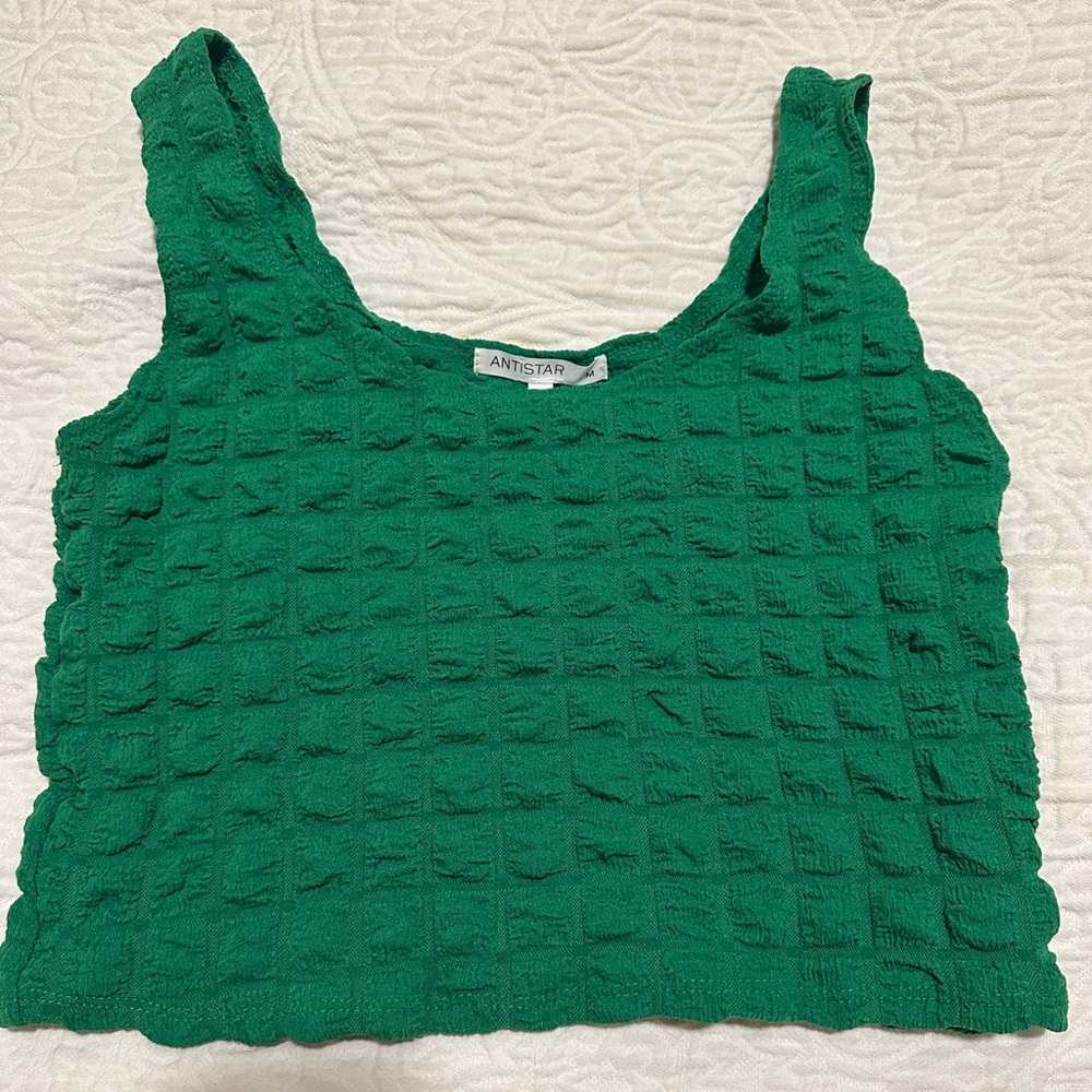 Antistar Popcorn Textured Crop Tank Top in kelly green Size M